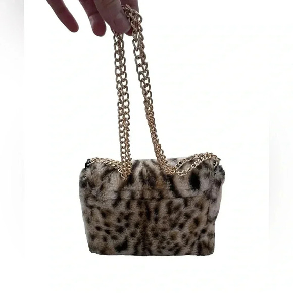 Y2K Brown Leopard Print Faux Fur Cross Body Bag - Picture 5 of 10